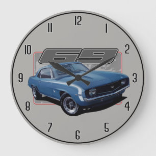 Blaues altes Camaro Spritzen Große Wanduhr