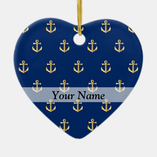 Blaues Ankermuster Keramik Ornament (Vorne)