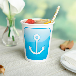 Blaues Ankersymbol - Modern Maritime Pappbecher