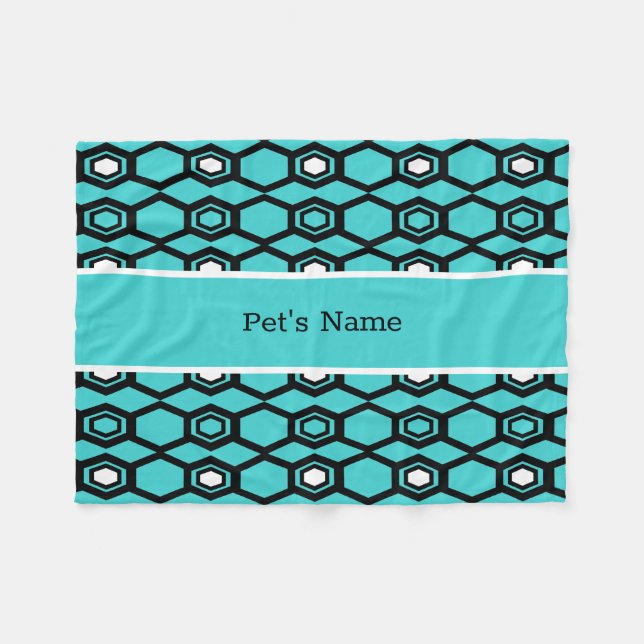 Blaues Aqua-personalisierte Hundedecken Fleecedecke (Vorderseite (Horizontal))