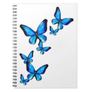 Blaues Aqua-Schmetterling Wasserfarbe Spiral-Noteb Notizblock