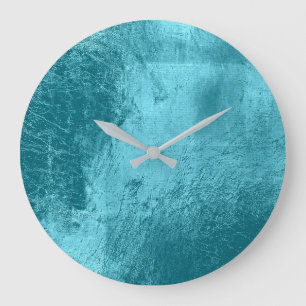 Blaues Aqua-Tiffany-metallisches graues Große Wanduhr