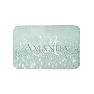 Blaues Aqua Tiffany PastellGlitzer-Namen-Monogramm Badematte