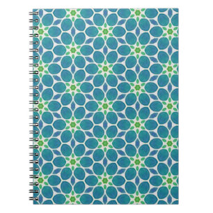 Blaues aquamarin grünes Blumenmuster Blume Mosaik  Notizblock