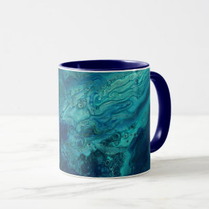 Blaues Aquamarines Acrylgießen Abstrakter Fluid A Tasse