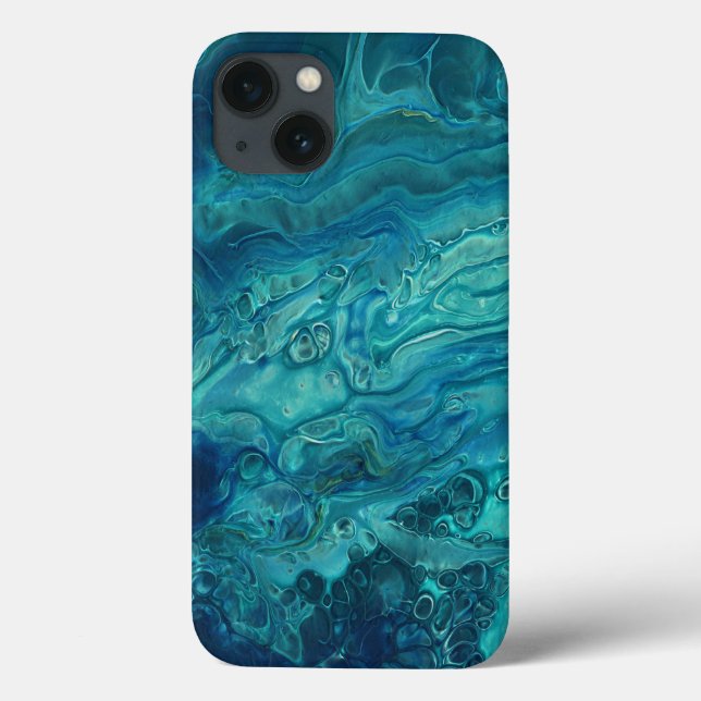 Blaues Aquamarines Acrylgießen Abstrakter Fluid Ar Case-Mate iPhone Hülle (Rückseite)