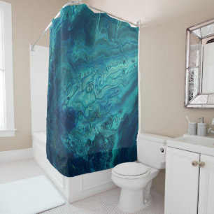Blaues Aquamarines Acrylgießen Abstrakter Fluid Ar Duschvorhang