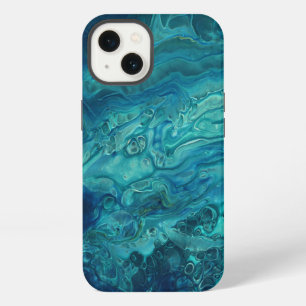 Blaues Aquamarines Acrylgießen Abstrakter Fluid Ar iPhone Hülle