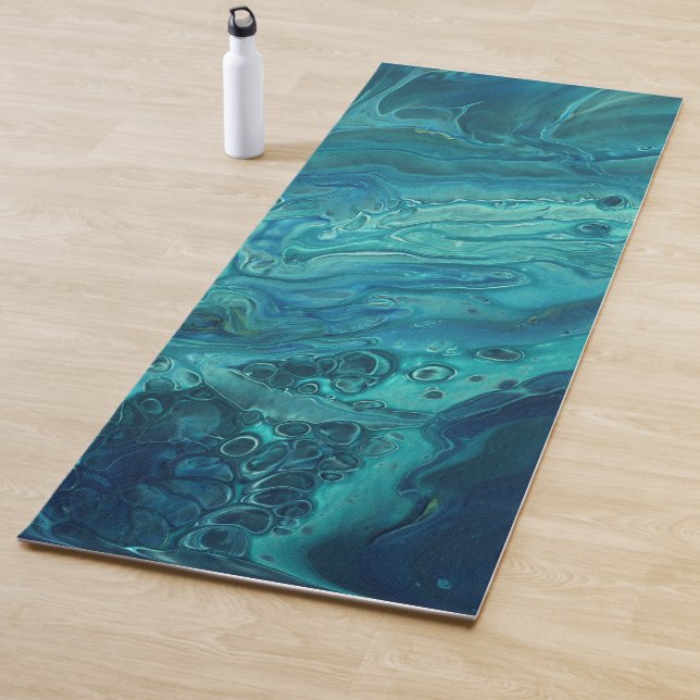 Blaues Aquamarines Acrylgießen Abstrakter Fluid Ar Yogamatte (Beispiel)