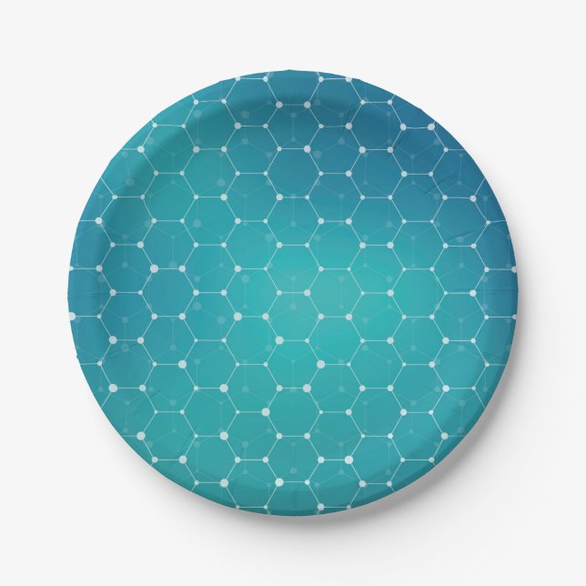Blaues aquamarines DNA-Muster Pappteller (Vorderseite)