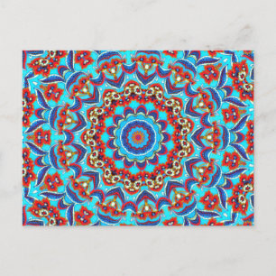 Blaues Aquamarines Leaf Floral Mandala Boho Feiertagspostkarte