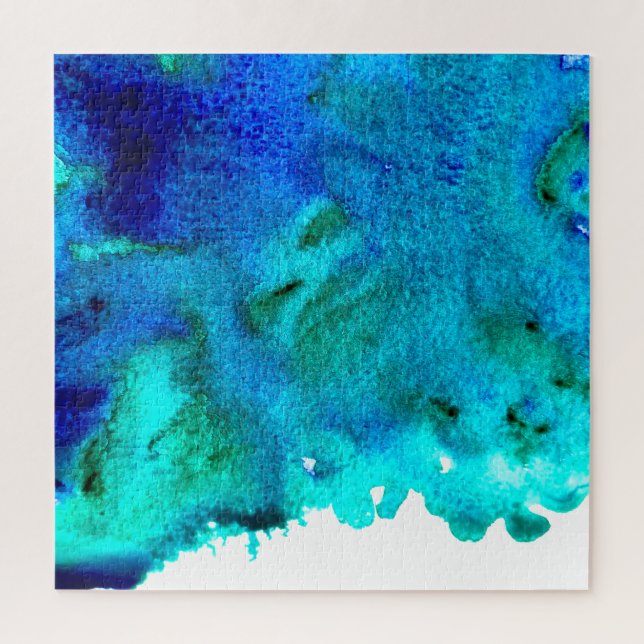 Blaues Aquarell abstraktes Ozeandesign (Vertikal)