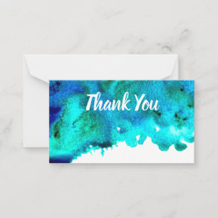 Blaues Aquarell abstraktes Ozeandesign Mitteilungskarte