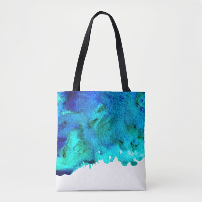 Blaues Aquarell abstraktes Ozeandesign Tasche (Vorderseite)