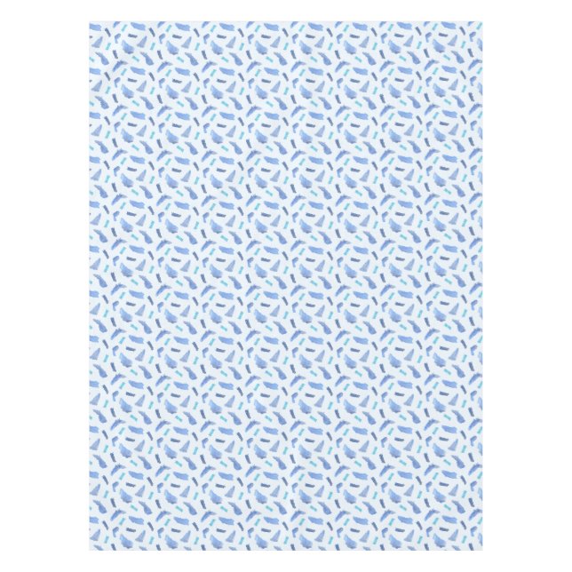 Blaues Aquarell beschmutzt Tischdecke 52" x 70" (Vorderseite)