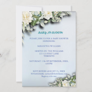 Blaues Aquarell-Blumen-Thema Einladung