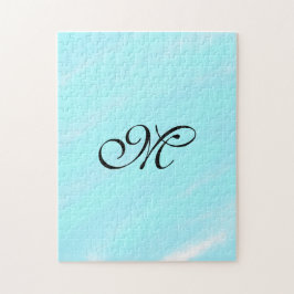 Blaues Aquarellfarben-Monogramm mit Buchstaben in 