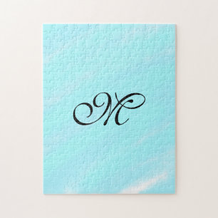 Blaues Aquarellfarben-Monogramm mit Buchstaben in 