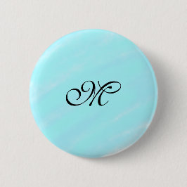 Blaues Aquarellfarben-Monogramm mit Buchstaben in  Button