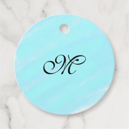 Blaues Aquarellfarben-Monogramm mit Buchstaben in  Geschenkanhänger