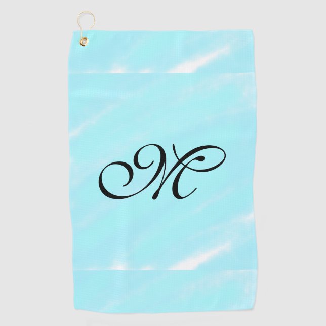 Blaues Aquarellfarben-Monogramm mit Buchstaben in  Golfhandtuch (Vorderseite)
