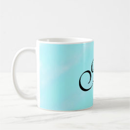 Blaues Aquarellfarben-Monogramm mit Buchstaben in  Kaffeetasse