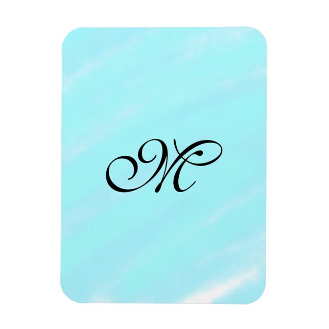 Blaues Aquarellfarben-Monogramm mit Buchstaben in  Magnet (Vertikal)