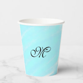 Blaues Aquarellfarben-Monogramm mit Buchstaben in  Pappbecher