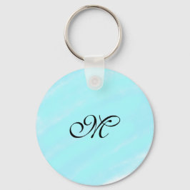 Blaues Aquarellfarben-Monogramm mit Buchstaben in  Schlüsselanhänger