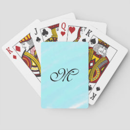 Blaues Aquarellfarben-Monogramm mit Buchstaben in  Spielkarten