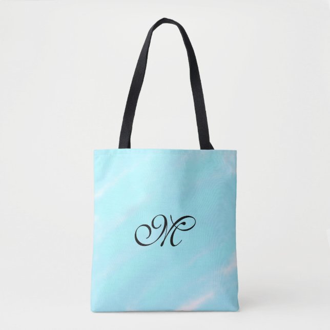 Blaues Aquarellfarben-Monogramm mit Buchstaben in  Tasche (Vorderseite)