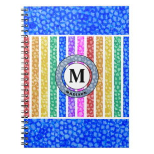 Blaues Aquarellfarben-Regenbogen-Mosaikstreifen-Mo Notizblock