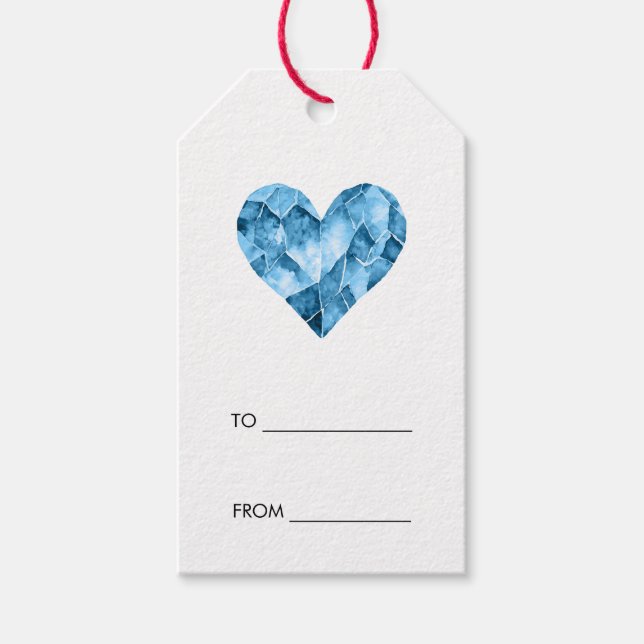 Blaues Aquarellherz für das perfekte Geschenk Geschenkanhänger (Vorderseite)