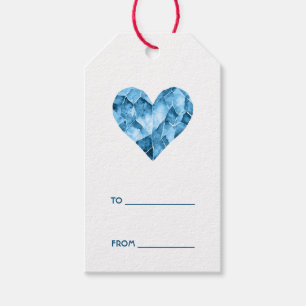 Blaues Aquarellherz "von" Text Geschenkanhänger