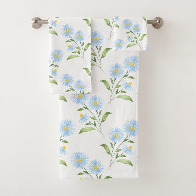 Blaues Aquarellmuster Badhandtuch Set (Insitu)