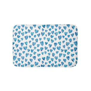 Blaues Aquarellmuster Liebe Badematte