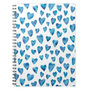 Blaues Aquarellmuster Liebe Notizblock