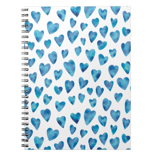 Blaues Aquarellmuster Liebe Notizblock (Vorderseite)