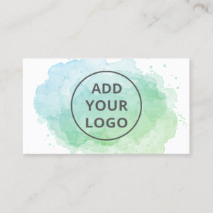 Blaues Aquarellpinsel - Hochladen des Logos Visitenkarte