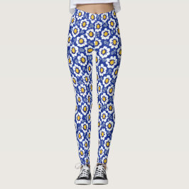Blaues arabisches Muster Leggings