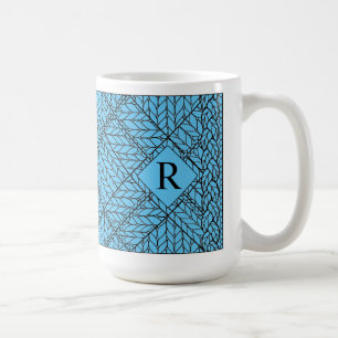 BLAUES ARGYLE-STRICKMUSTER Hoher weißer Becher + T Kaffeetasse