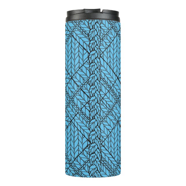 BLAUES ARGYLE-STRICKMUSTER Wärmebecher Thermosbecher (Rückseite)