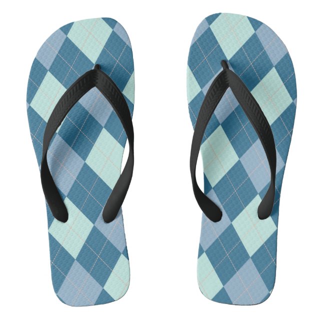 Blaues Argyle Vintage-Muster Flip Flops (Fußbett)