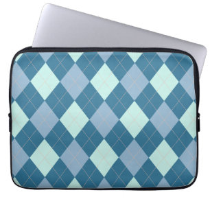Blaues Argyle Vintage-Muster Laptopschutzhülle