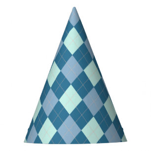 Blaues Argyle Vintage-Muster Partyhütchen