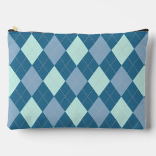 Blaues Argyle Vintage-Muster Zubehörtasche