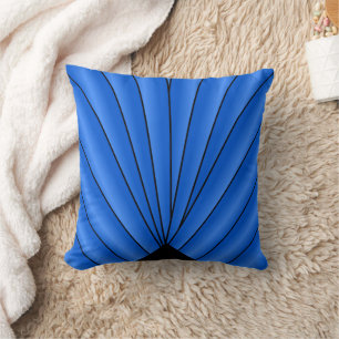 Blaues Art Deco Fächerdesign Kissen