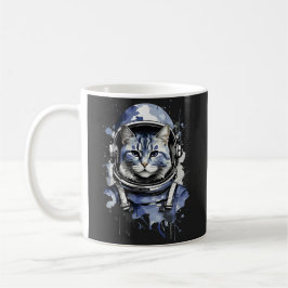 Blaues Astronautenkatze-Plashdesign Kaffeetasse