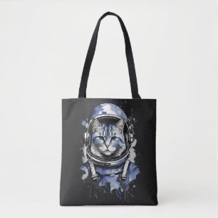 Blaues Astronautenkatze-Plashdesign Tasche