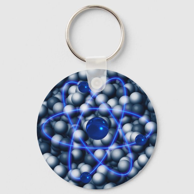 Blaues Atom Schlüsselanhänger (Vorderseite)